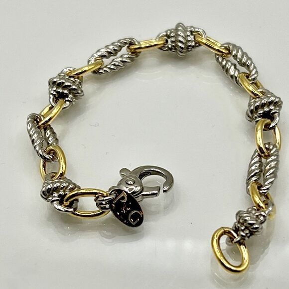 New  Phillip Gavriel STERLING SILVER & 18K GOLD VICTORIAN LINK BRACELET - Picture 8 of 8